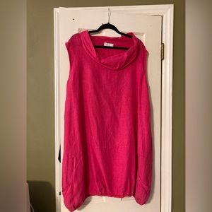 Hot pink linen dress by Bryan Walker. Size XL. Sleeveless.